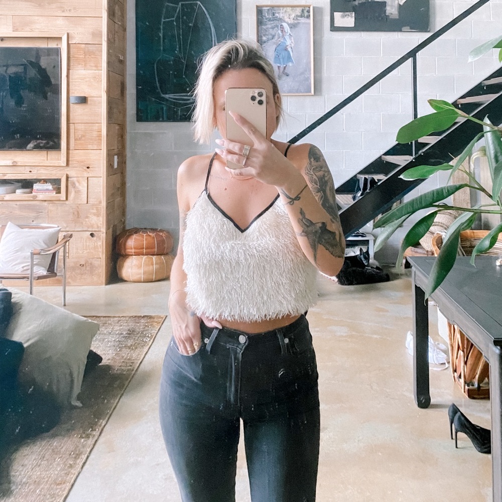 White fringe/ tassle crop top from Topshop